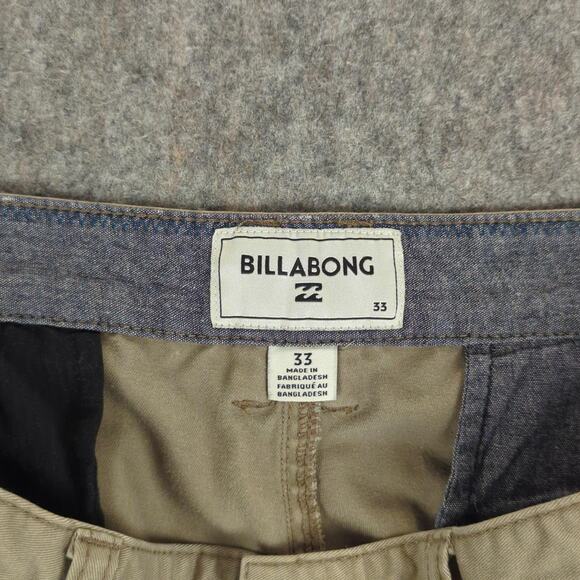 Billabong Pants Mens 33 Tan Classic Chino Straight Fit Casual Polyester Blend - Picture 3 of 10